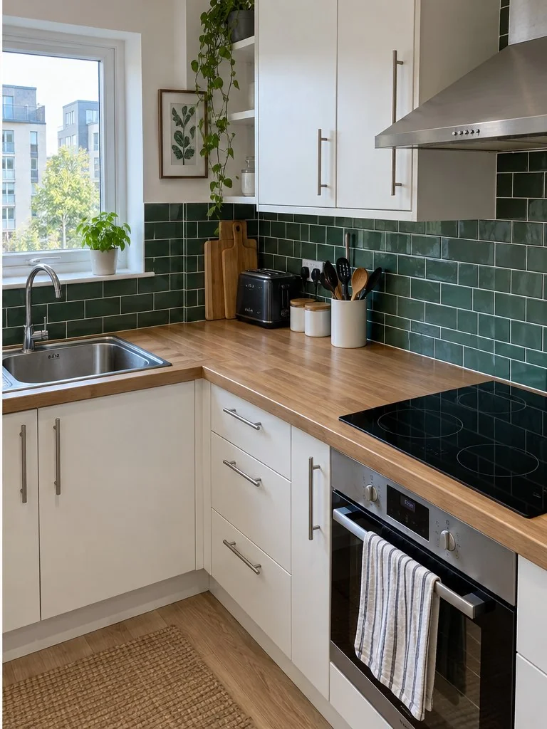 Clean modern kitchen after cleaning, illustrative demo