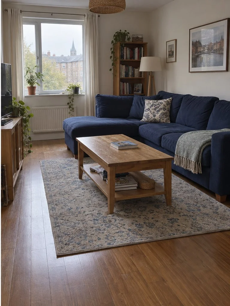 Bright clean living space after cleaning, illustrative demo